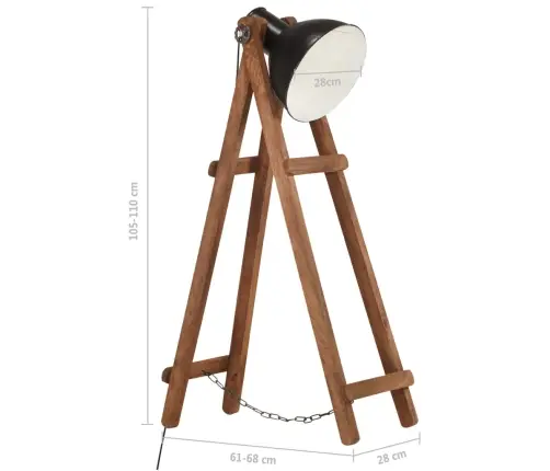 Grīdas Lampa, Melna, Mango Masīvkoks, E27 Vidaxl