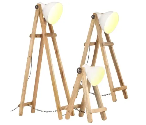 Toršerai, 3Vnt., Baltos Spalvos, Mango Medienos Masyvas, E27