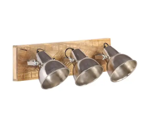 Tööstuslik Seinalamp, Hõbedane, 70 X 23 cm E27, Mangopuit