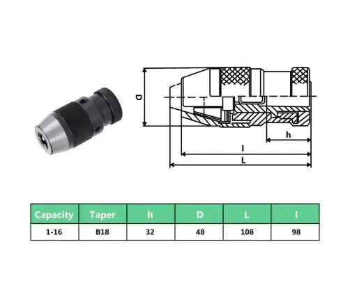 Kiirvabastusega Trellipadrun Mt3-B18 16 Mm Kinnitusvahemikuga
