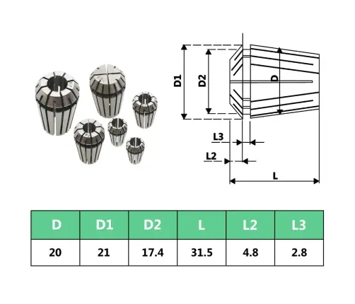 Er20 Įvorės, 13Vnt., Tekinimo Įrankių Rinkinys