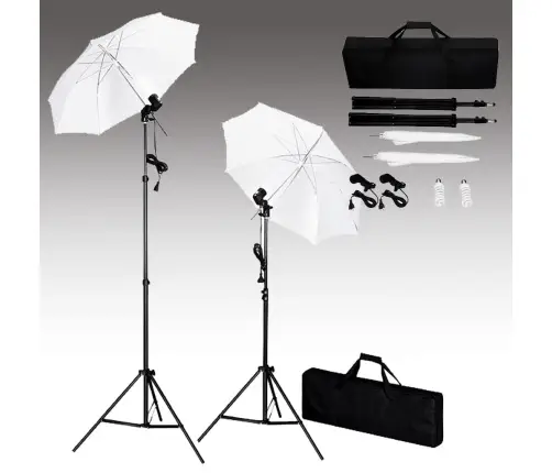 Fotostudijas Komplekts – Fons, Lampas Un Lietussargi Vidaxl