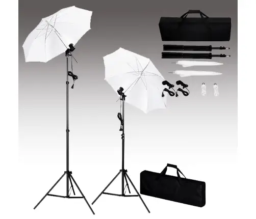 Fotostudijas Komplekts – Fons, Lampas Un Lietussargi Vidaxl