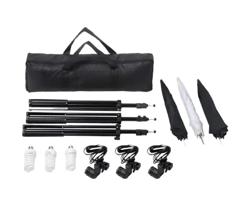 Fotostudijos Komplektas Su Apšvietimo Rinkiniu Ir Fonu