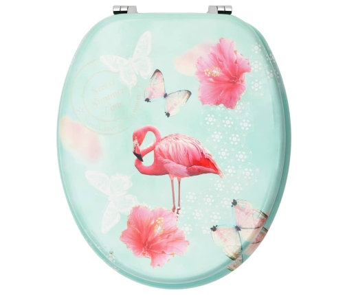 Tualetes Poda Sēdeklis Ar Vāku, Mdf, Flamingo Dizains Vidaxl