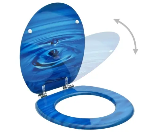 Klozeto Sėdynė Su Dangčiu, Mdf, Su Mėlynu Lašu