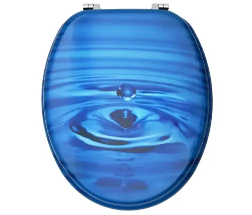 Klozeto Sėdynė Su Dangčiu, Mdf, Su Mėlynu Lašu