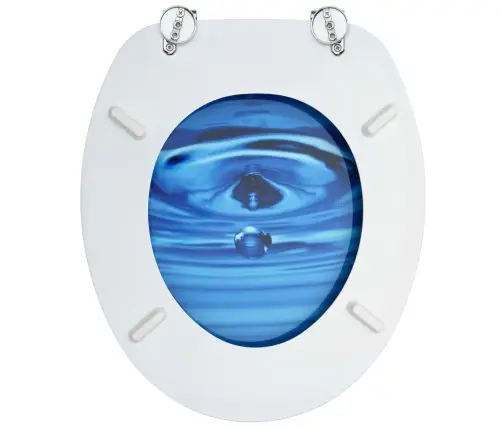 Klozeto Sėdynė Su Dangčiu, Mdf, Su Mėlynu Lašu