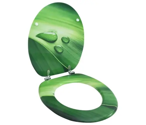 Tualetes Poda Sēdeklis Ar Vāku, Mdf, Zaļš, Ūdens Lāšu Dizains Vidaxl