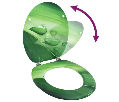 Tualetes Poda Sēdeklis Ar Vāku, Mdf, Zaļš, Ūdens Lāšu Dizains Vidaxl