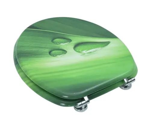 Tualetes Poda Sēdeklis Ar Vāku, Mdf, Zaļš, Ūdens Lāšu Dizains Vidaxl