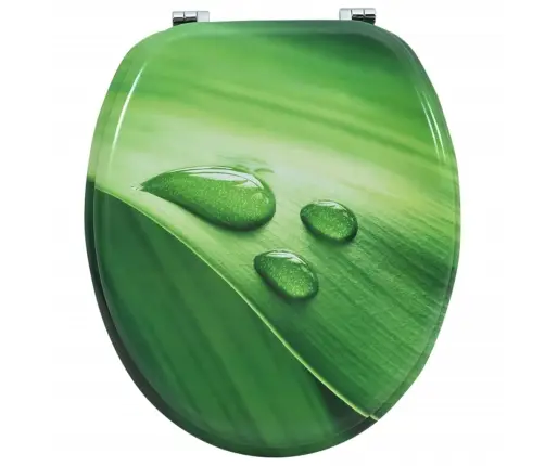Tualetes Poda Sēdeklis Ar Vāku, Mdf, Zaļš, Ūdens Lāšu Dizains Vidaxl