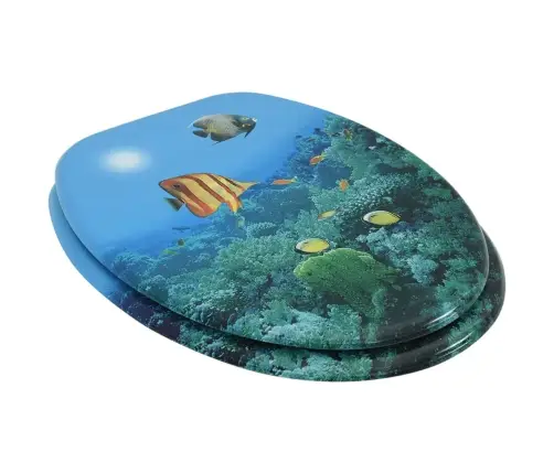 Tualetes Poda Sēdeklis Ar Vāku, Mdf, Jūras Dzelmes Dizains Vidaxl