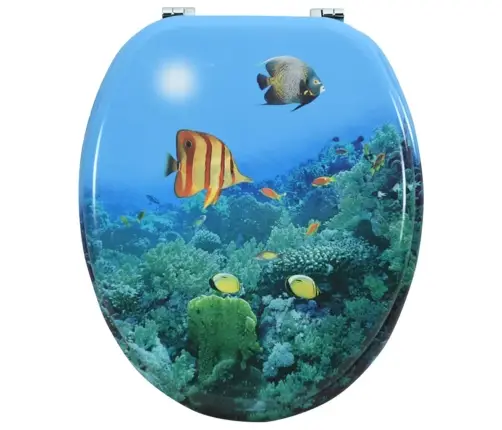 Tualetes Poda Sēdeklis Ar Vāku, Mdf, Jūras Dzelmes Dizains Vidaxl