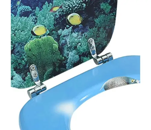 Tualetes Poda Sēdeklis Ar Vāku, Mdf, Jūras Dzelmes Dizains Vidaxl