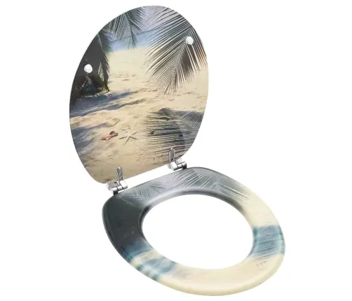 Tualetes Poda Sēdeklis Ar Vāku, Mdf, Pludmales Dizains Vidaxl