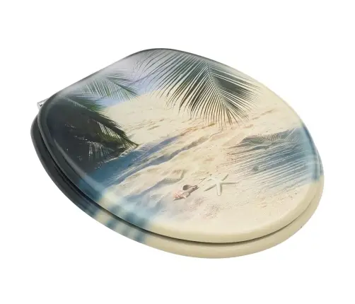 Tualetes Poda Sēdeklis Ar Vāku, Mdf, Pludmales Dizains Vidaxl