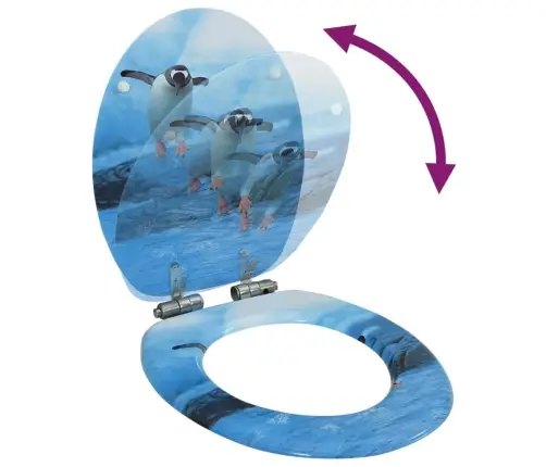 Tualetes Poda Sēdeklis, Lēni Aizverams, Mdf, Pingvīnu Dizains Vidaxl