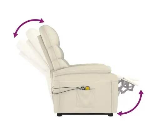 Masāžas Krēsls, Paceļams, Krēmbalta Mākslīgā Āda Vidaxl