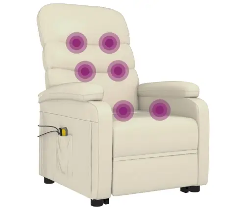 Masāžas Krēsls, Paceļams, Krēmbalta Mākslīgā Āda Vidaxl
