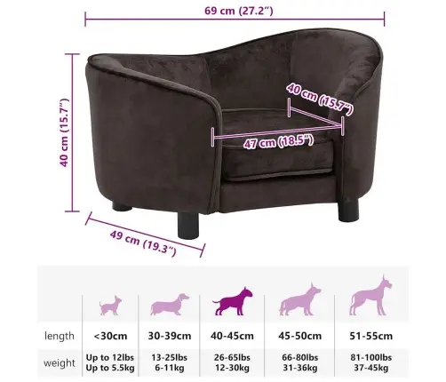 Lova Šunims, Rudos Spalvos, 69X49X40cm Pliušas