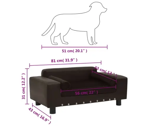 Lova Šunims, Ruda, 81X43X31cm Pliušas Ir Dirbtinė Oda