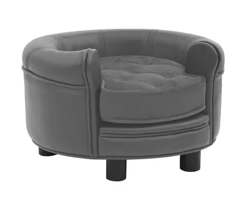 Suņu Dīvāns, Pelēks, 48X48X32 Cm, Plīšs, Mākslīgā Āda Vidaxl