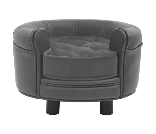 Suņu Dīvāns, Pelēks, 48X48X32 Cm, Plīšs, Mākslīgā Āda Vidaxl