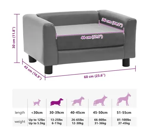 Koertediivan, Hall, 60 X 43 X 30 cm Plüüs Ja Kunstnahk