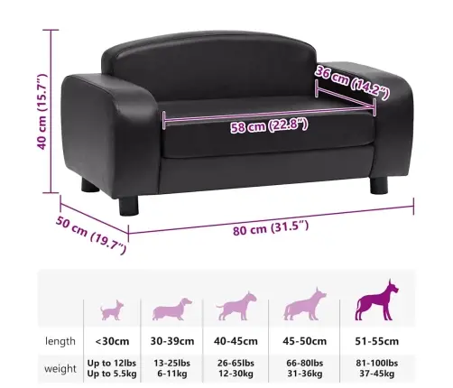 Koeradiivan, Must, 80 X 50 X 40 cm Kunstnahk