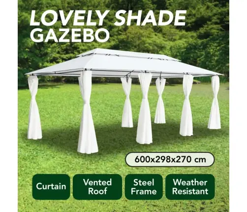 Varikatus Kardinatega, 600 X 298 X 270 cm Valge, 180 G/M²