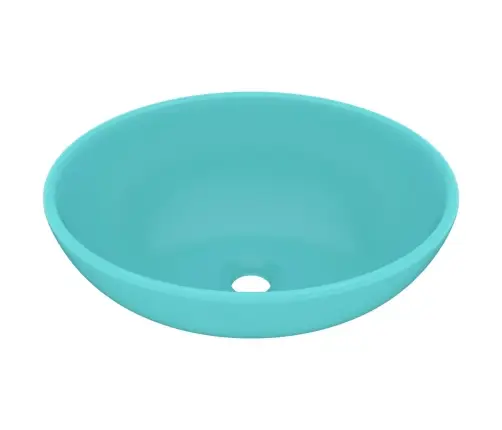 Izlietne, Ovāla Forma, 40X33 Cm, Matēta Gaiši Zaļa Keramika Vidaxl