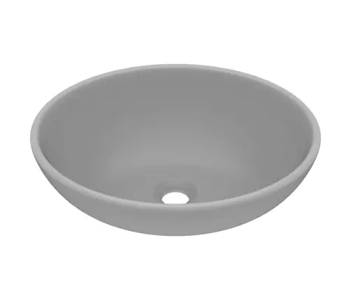 Izlietne, Ovāla Forma, 40X33 Cm, Matēta Gaiši Pelēka Keramika Vidaxl