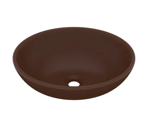 Izlietne, Ovāla Forma, 40X33 Cm, Matēta Tumši Brūna Keramika Vidaxl