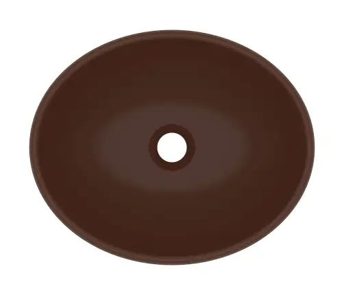 Izlietne, Ovāla Forma, 40X33 Cm, Matēta Tumši Brūna Keramika Vidaxl