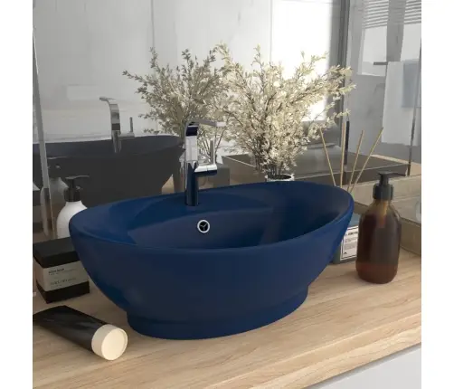 Prabangus Praustuvas, Matinis Mėlynas, 58,5X39cm Keramika