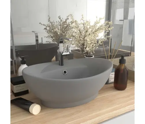 Valamu Ülevooluga, Ovaalne Matt Helehall 58,5X39 Cm Keraamiline