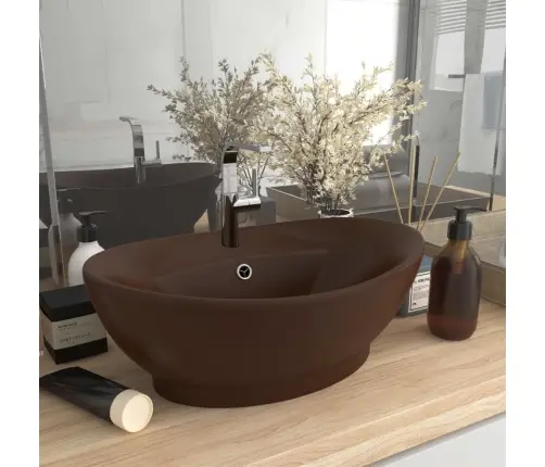 Izlietne, 58,5X39 Cm, Ovāla, Matēta Tumši Brūna Keramika Vidaxl