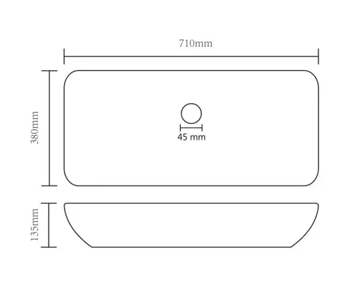 Prabangus Praustuvas, Baltas, 71X38cm Keramika, Stačiakampis