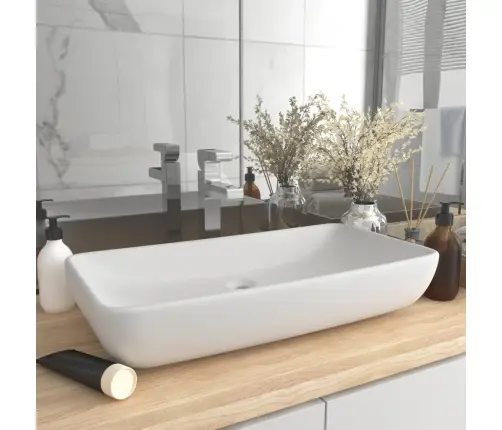 Prabangus Praustuvas, Baltas, 71X38cm Keramika, Stačiakampis