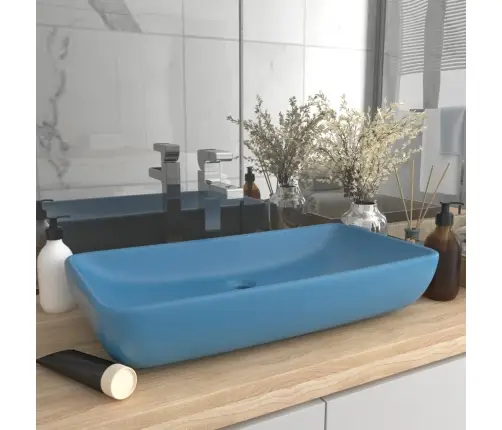 Izlietne, Taisnstūra, 71X38 Cm, Matēta Gaiši Zila Keramika Vidaxl