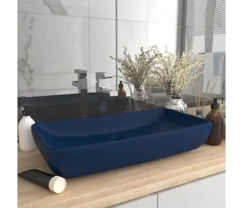 Prabangus Praustuvas, Mėlynas, 71X38cm Keramika, Stačiakampis