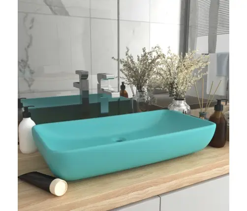 Izlietne, Taisnstūra, 71X38 Cm, Matēta Gaiši Zaļa Keramika Vidaxl