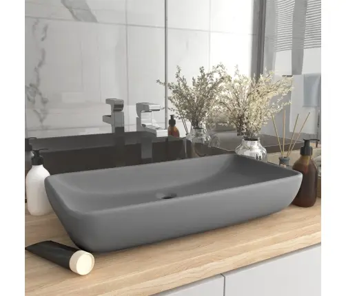 Prabangus Praustuvas, Pilkas, 71X38cm Keramika, Stačiakampis