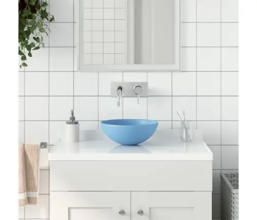 Vannasistabas Izlietne, Apaļa, Matēta, Gaiši Zila Keramika Vidaxl