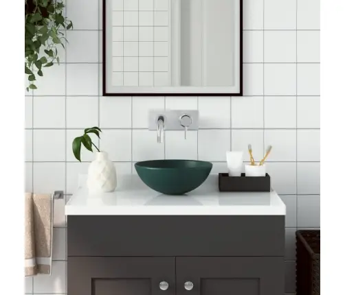 Vannasistabas Izlietne, Apaļa, Matēta, Tumši Zaļa Keramika Vidaxl