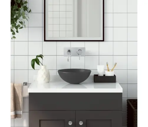 Vannasistabas Izlietne, Apaļa, Matēta, Tumši Pelēka Keramika Vidaxl