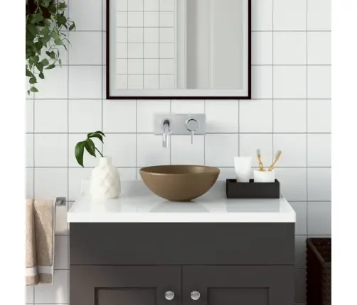 Vannasistabas Izlietne, Apaļa, Matēta, Krēmkrāsas Keramika Vidaxl