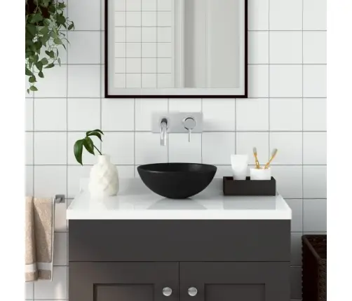 Vannasistabas Izlietne, Apaļa, Matēta Melna Keramika Vidaxl