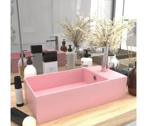 Vannasistabas Izlietne Ar Noteci, Matēta Rozā Keramika Vidaxl